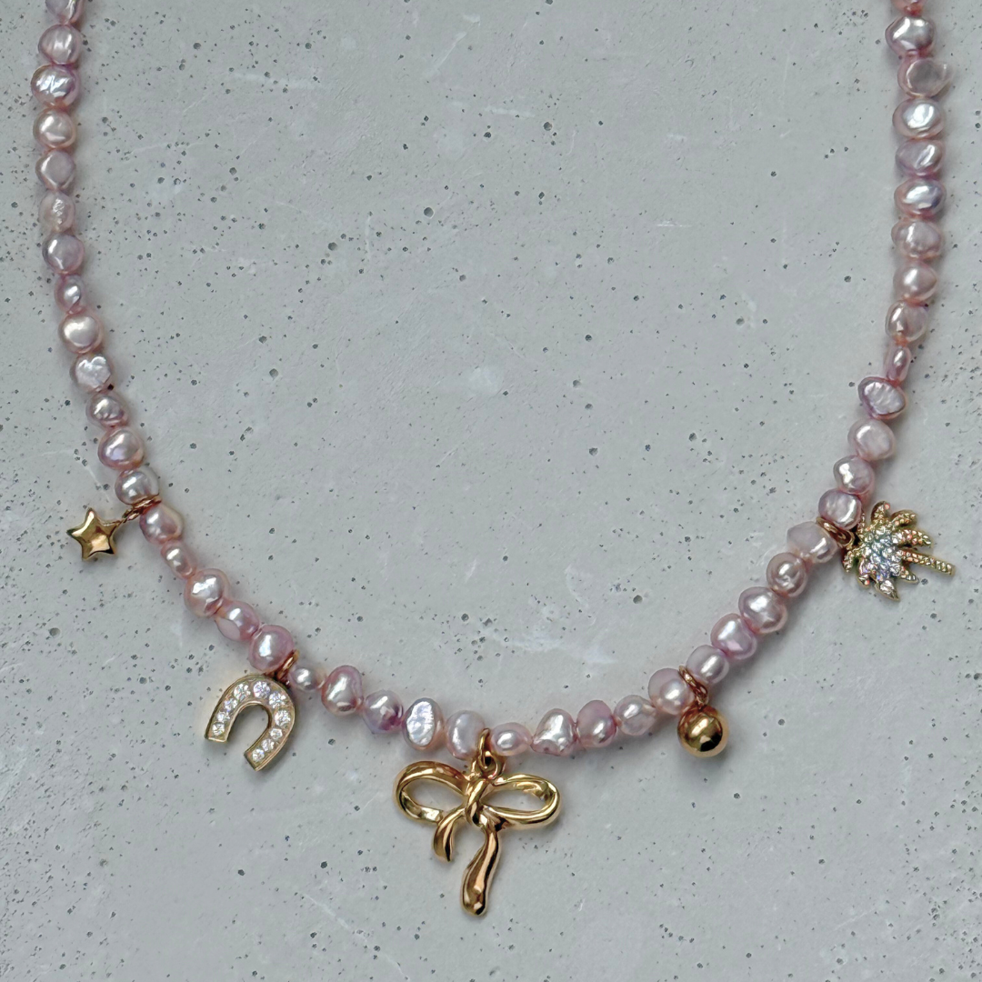 Custom Freshwater Pearl Multi- Charm Necklace