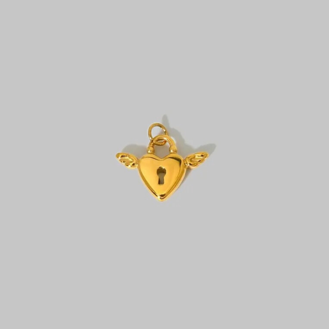 Heart Lock with Wings Charm