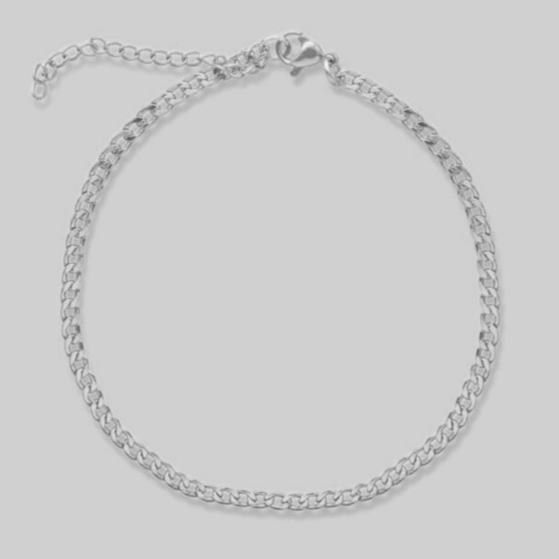 Emery Curb Chain Anklet | Silver Hue