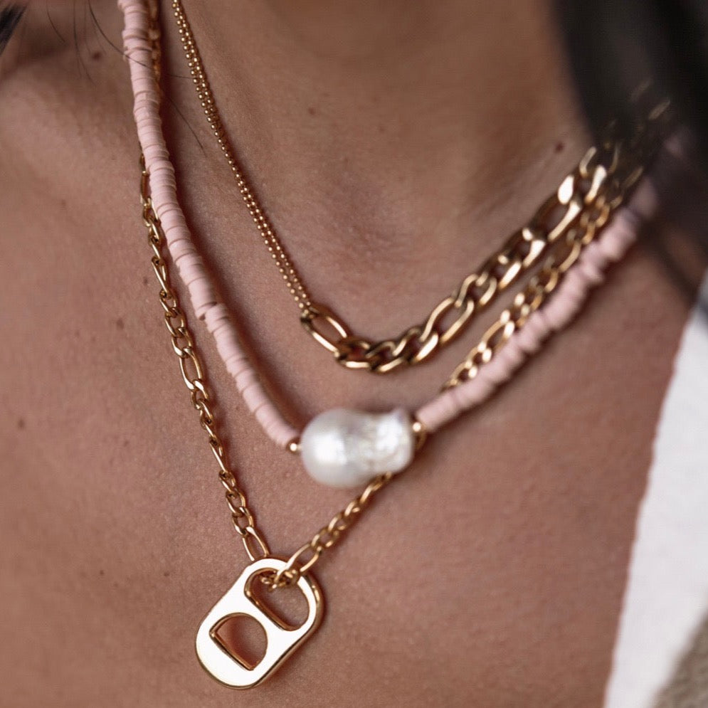 Dunas Figaro and Beaded Chain Necklace