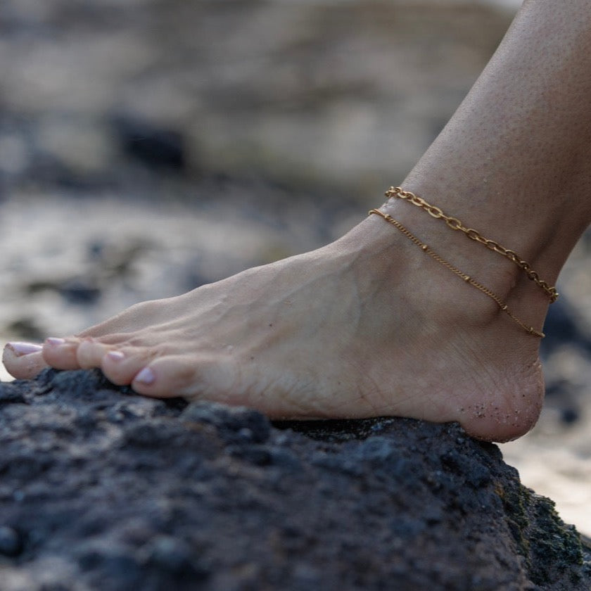 Sabina Satellite Chain Anklet | Gold