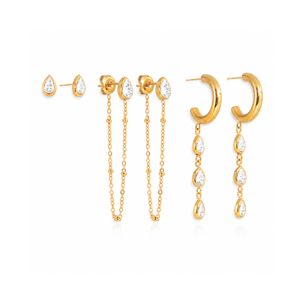 The Pear Cut Earring Set