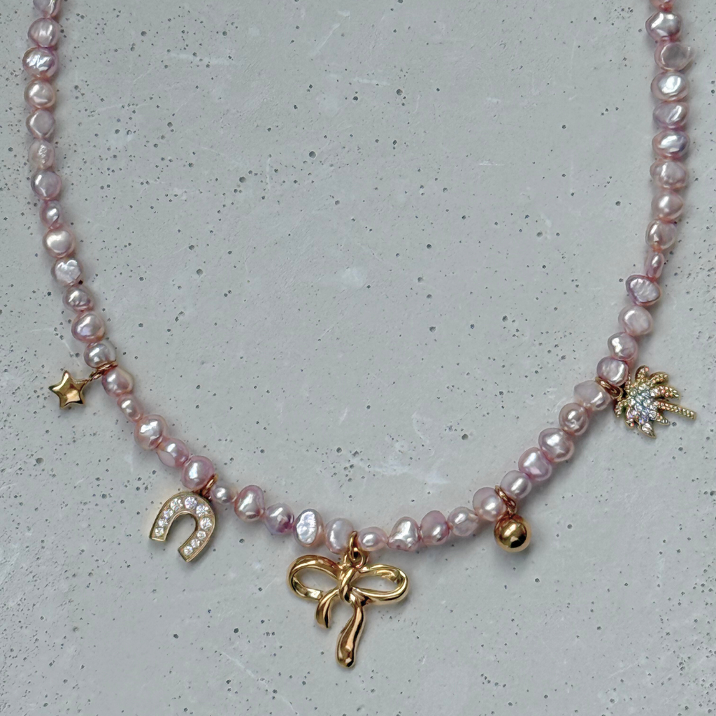 Custom Freshwater Pearl Multi- Charm Necklace