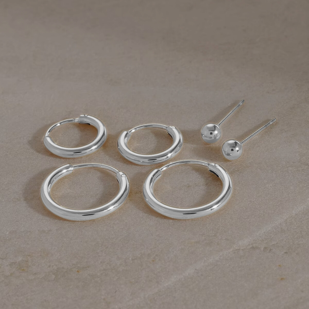 The Core Earring Set | Silver | 6 Pieces