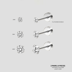 Trois Stud Earrings Set | Silver | 6 pieces