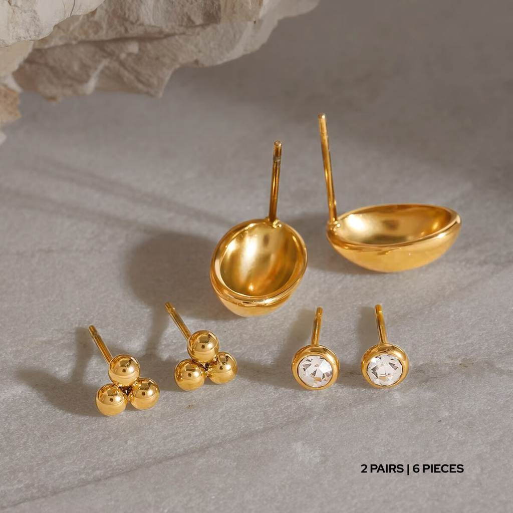 The Sculpted Trio Earring Set