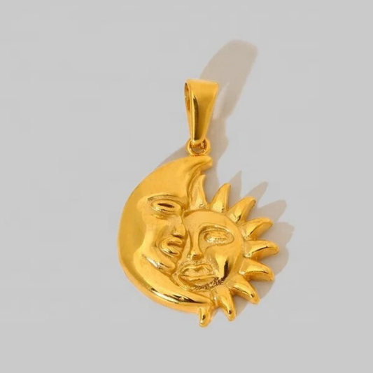 Sun Moon Statement Pendant | Gold Hue
