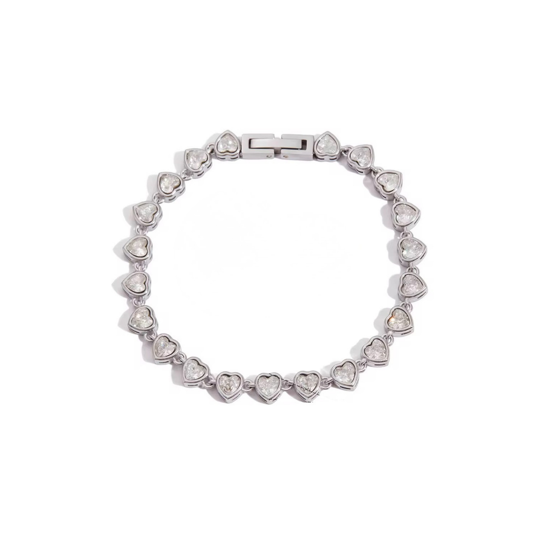 Reign Treat Heart Tennis Bracelet | Gold or Silver