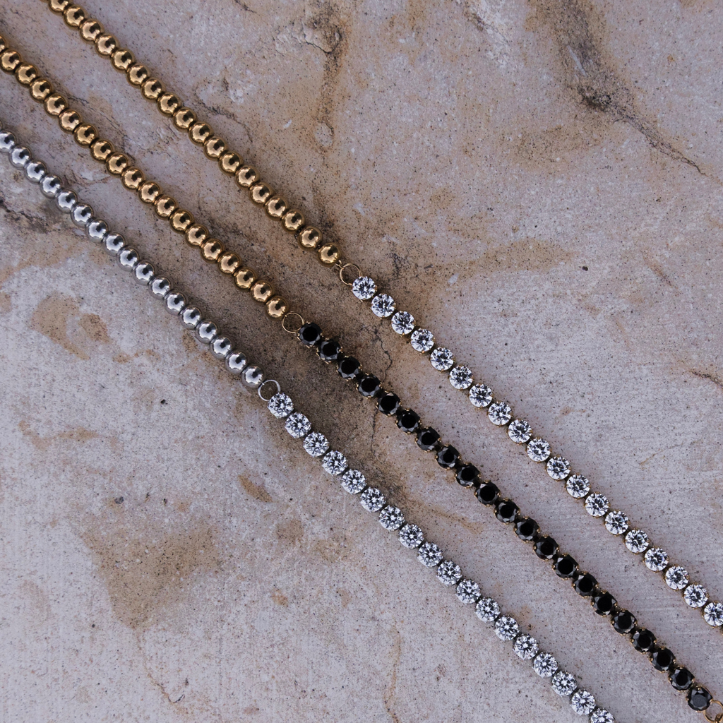 The Duality Tennis Bracelet | Gold CZ