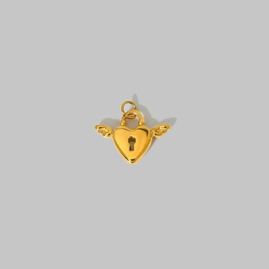 Heart Lock with Wings Charm