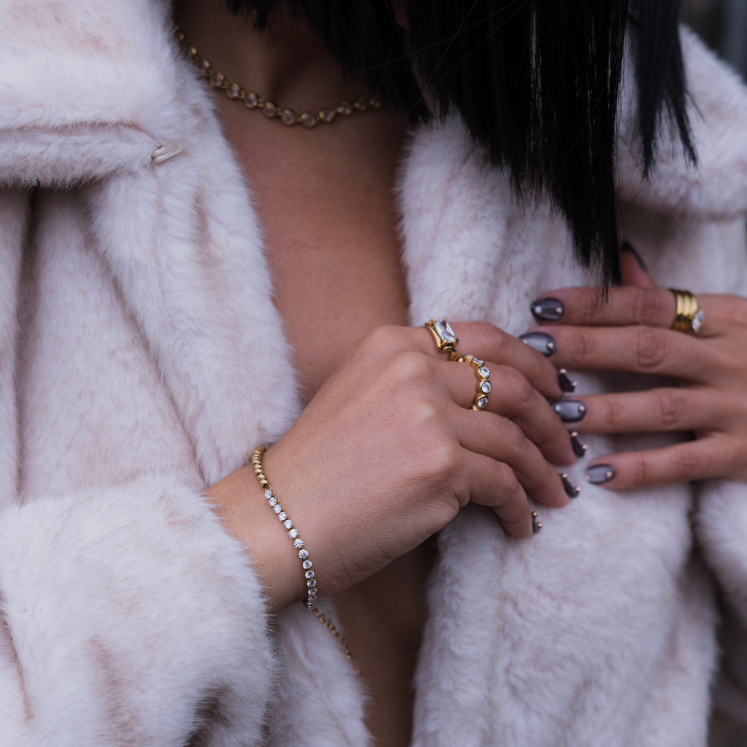 The Duality Tennis Bracelet | Gold CZ