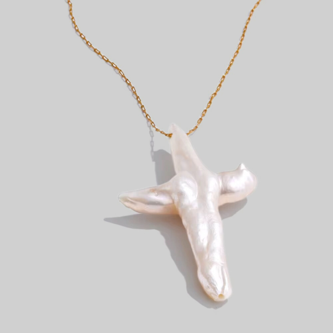 Maze Freshwater Pearl Cross Necklace