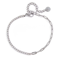 Dee Paperclip-Tennis Bracelet | Silver Hue