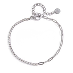 Dee Paperclip-Tennis Bracelet | Silver Hue