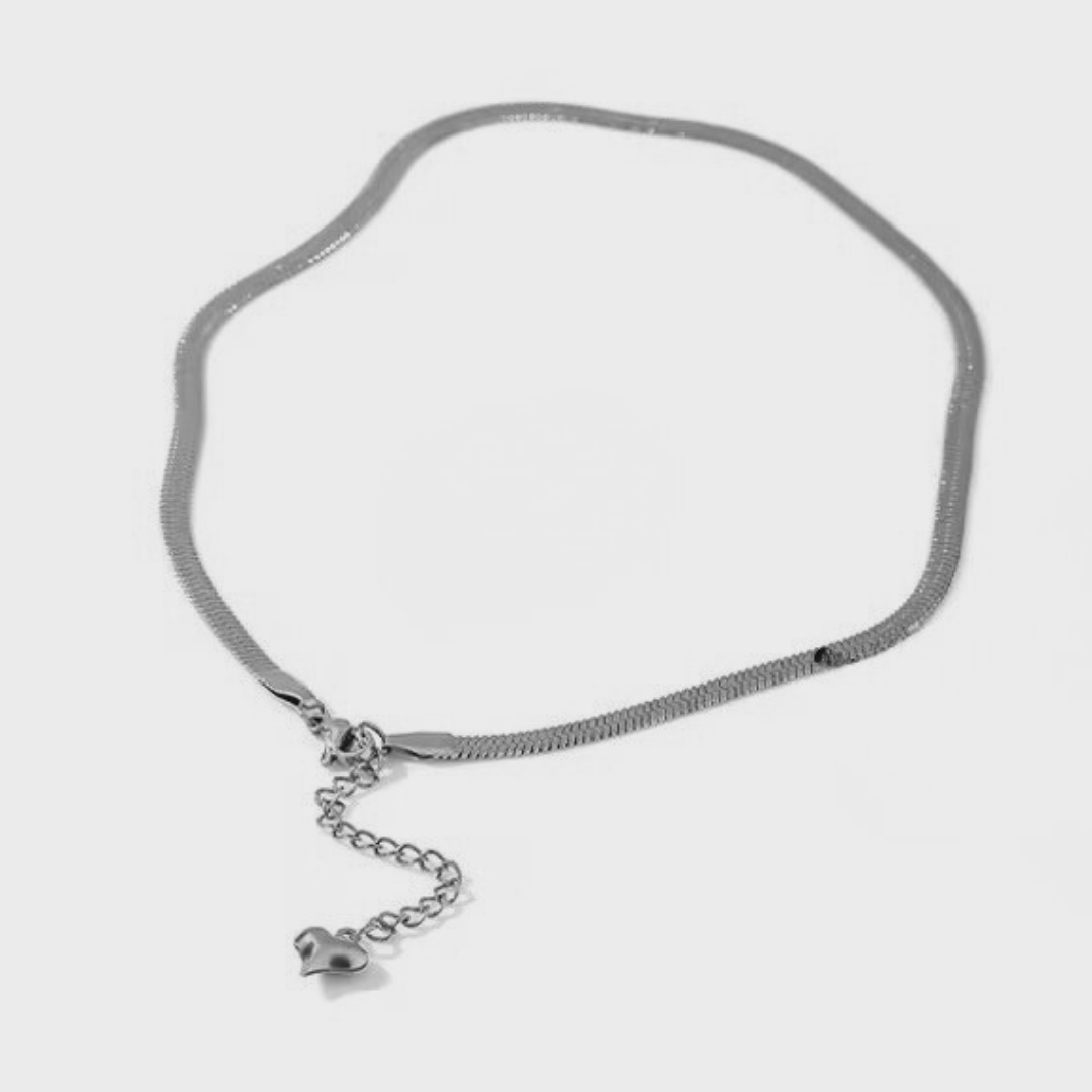 Mia Classic Herringbone Necklace | Silver Hue