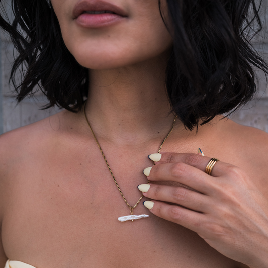 NEW: Horizontal Biwa Pearl Necklace