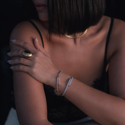 Tindra Adjustable Tennis Bangle Bracelet | Gold
