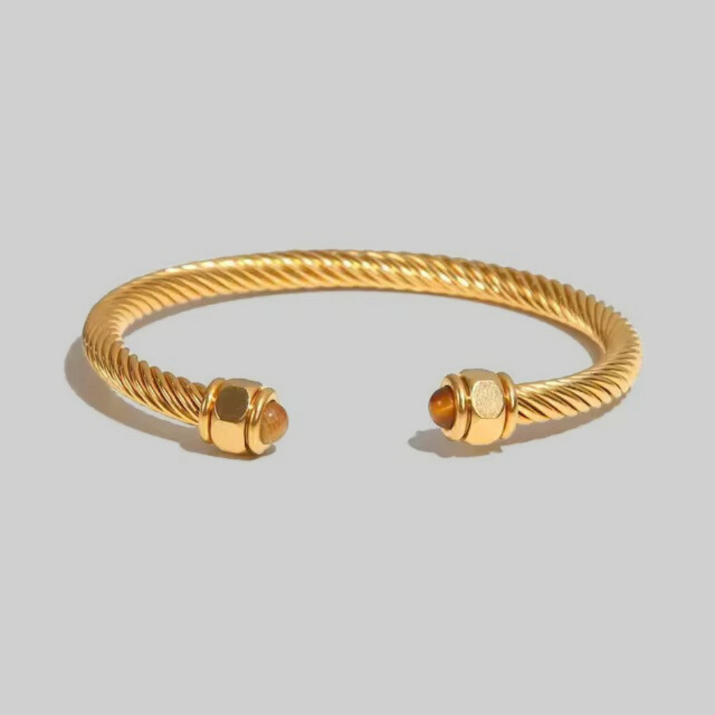 Berta Open Bangle | Brown Tiger Eye