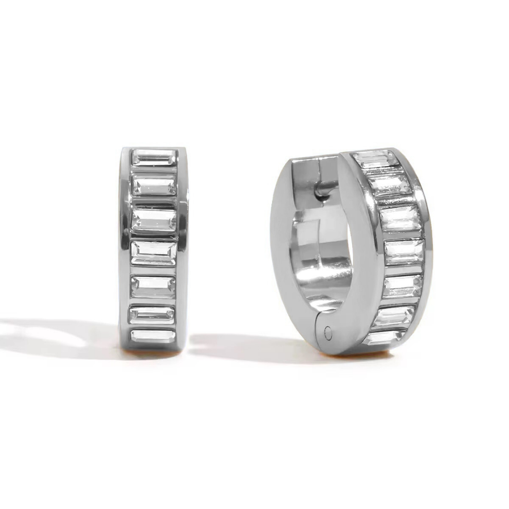 The Baguette Shine Huggies | Silver Hue