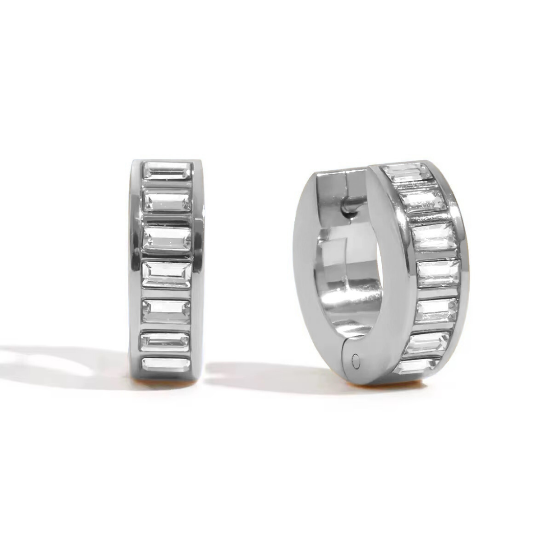 The Baguette Shine Huggies | Silver Hue