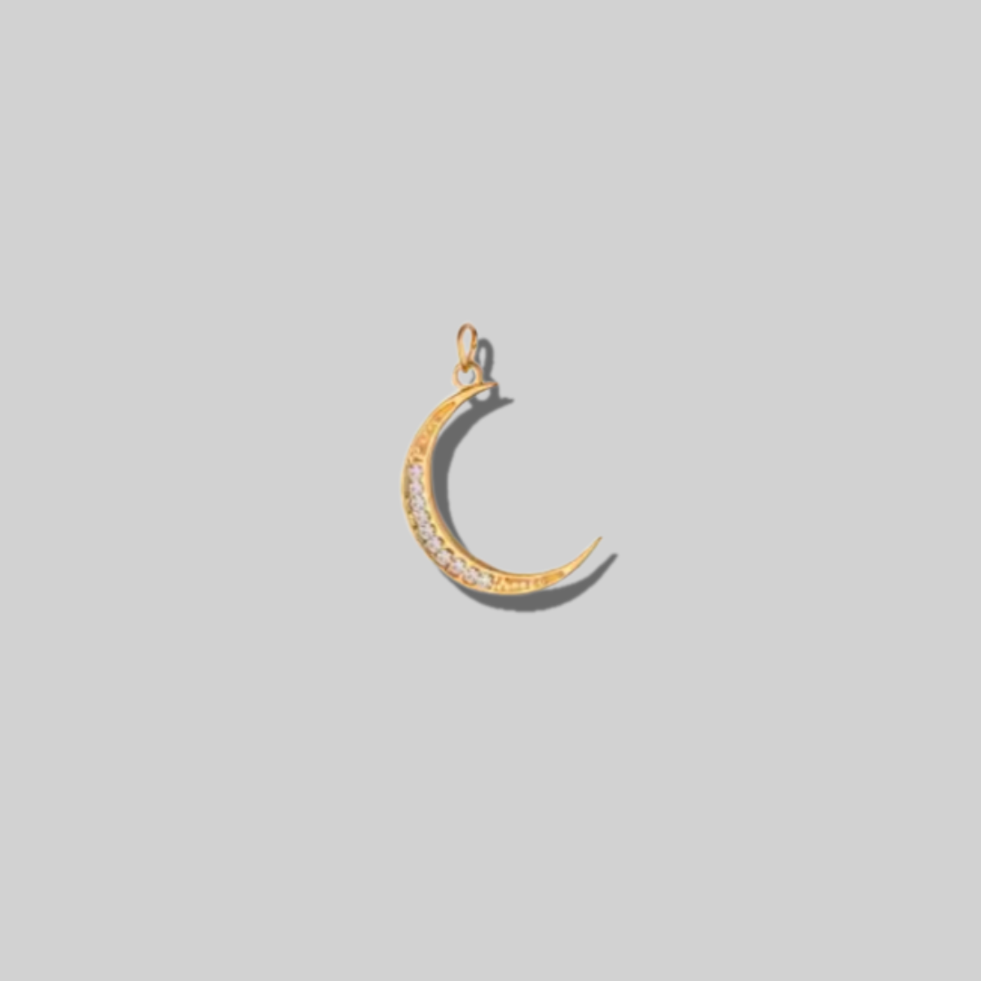 Crescent Moon CZ Pave Charm