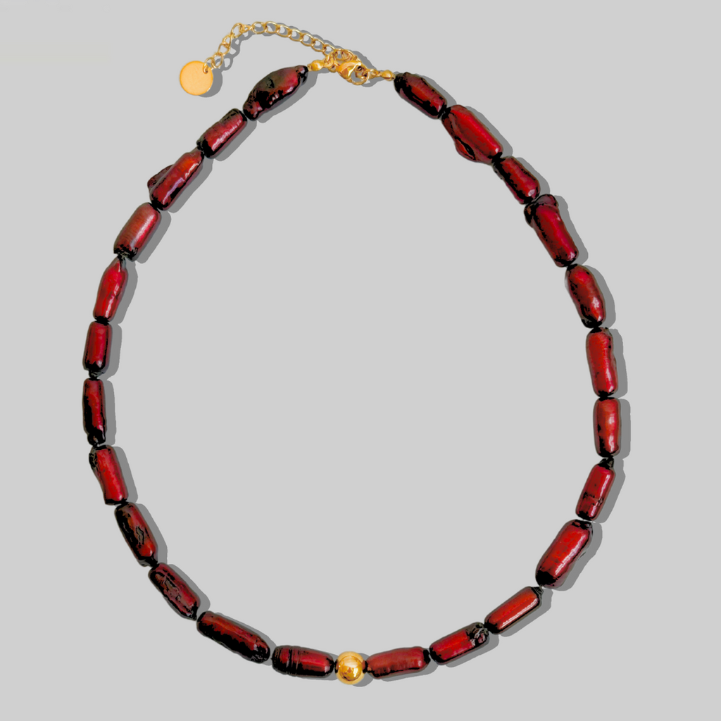 Aelia Pearl Necklace | Garnet Edition