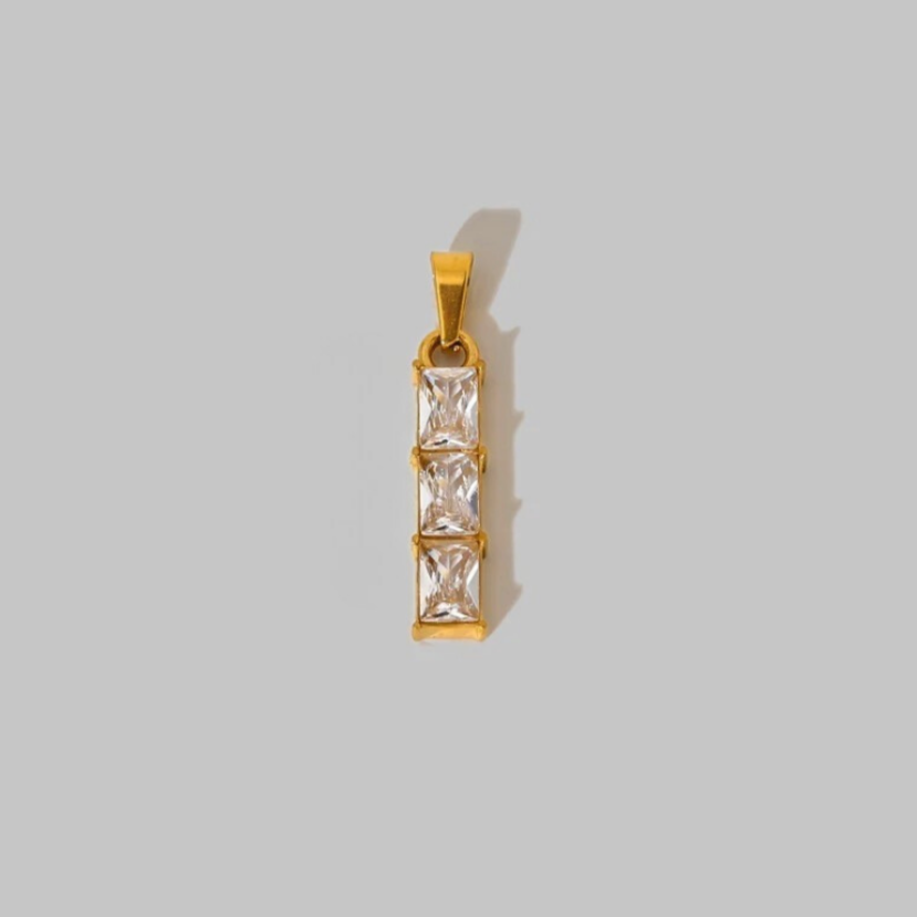 Vertical Bar Triple CZ Pendant