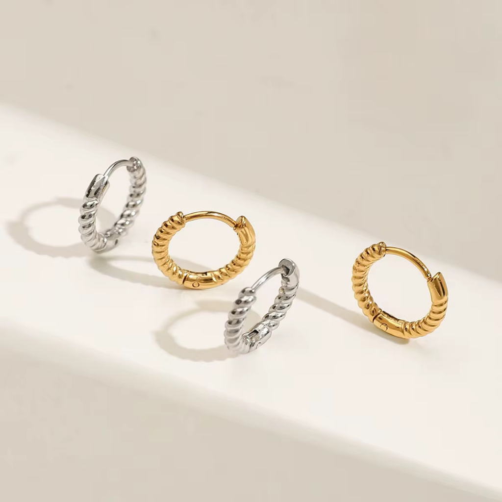 Dainty Twisted Huggies | Silver Hue