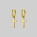 John Doe Men's Cross Hoop Earrings | Gold