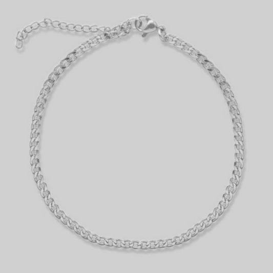Emery Curb Chain Anklet | Silver Hue