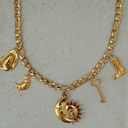 Statement Multi-Charm Necklace | Gold Hue