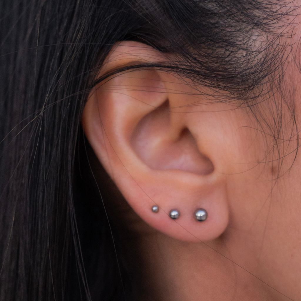 Trio Sphere Earrings Set | Silver | 6 pieces