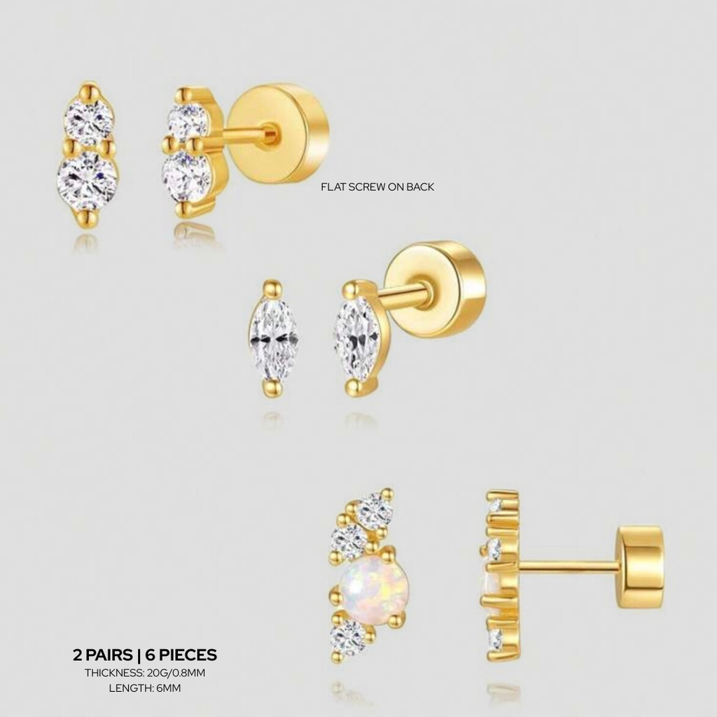The Radiant Earring Set | Gold | 6 pieces