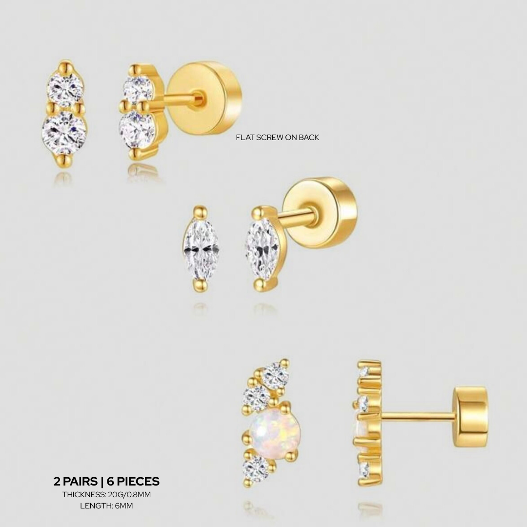 The Radiant Earring Set | Gold | 6 pieces