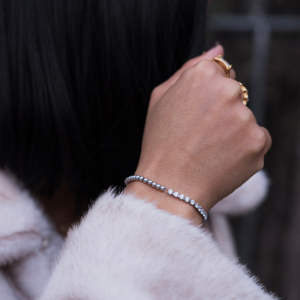 The Duality Tennis Bracelet | Silver CZ