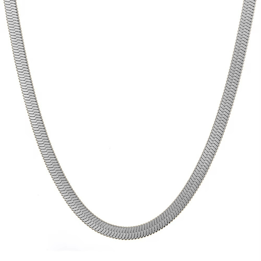 Mia Classic Herringbone Necklace | Silver Hue