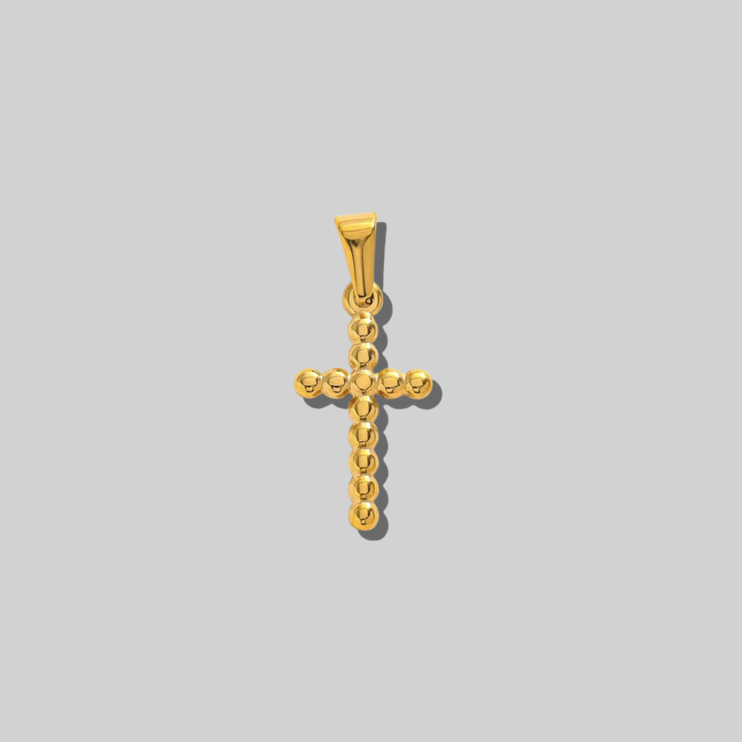 Beaded Cross Statement Pendant | Gold Hue