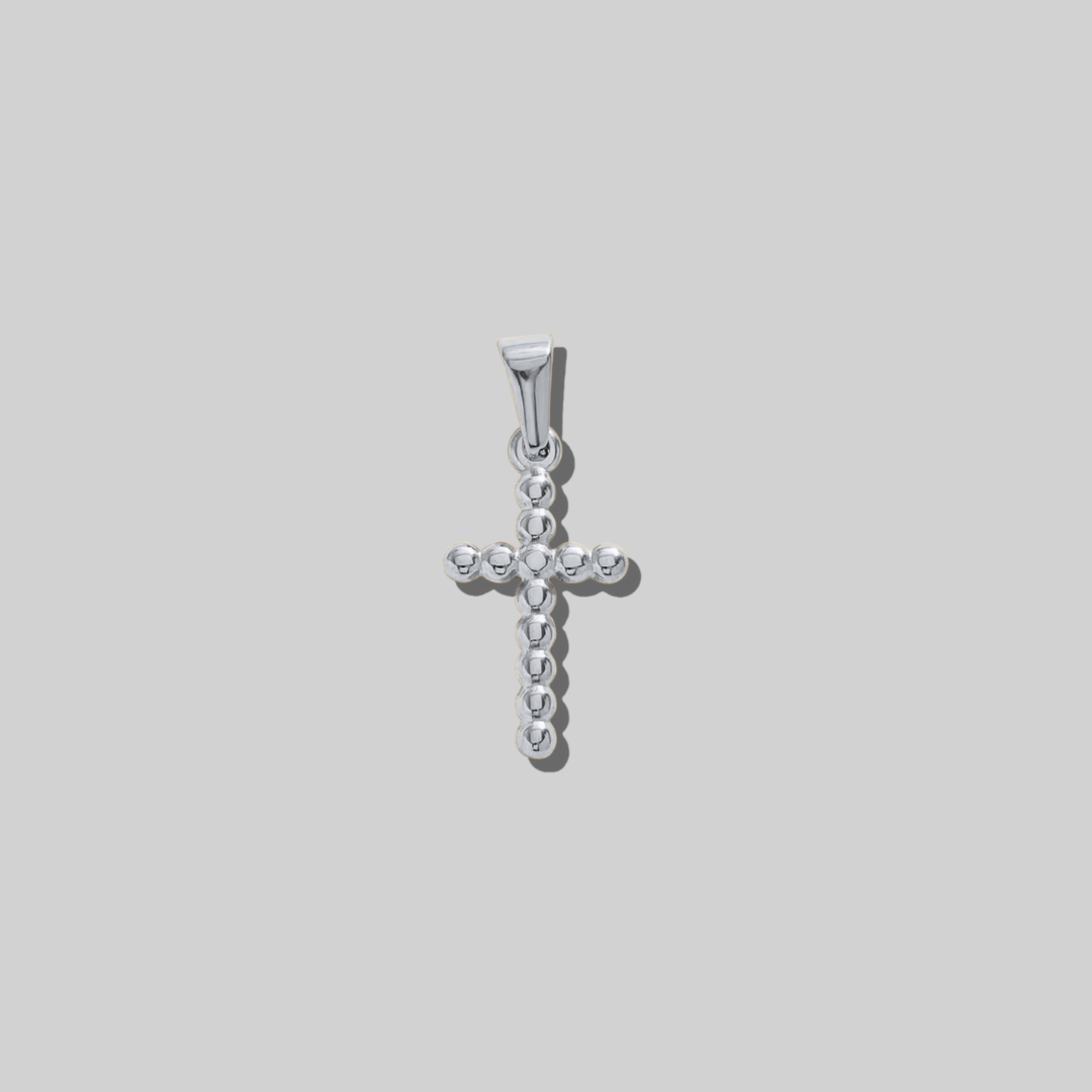 Beaded Cross Pendant | Silver Hue