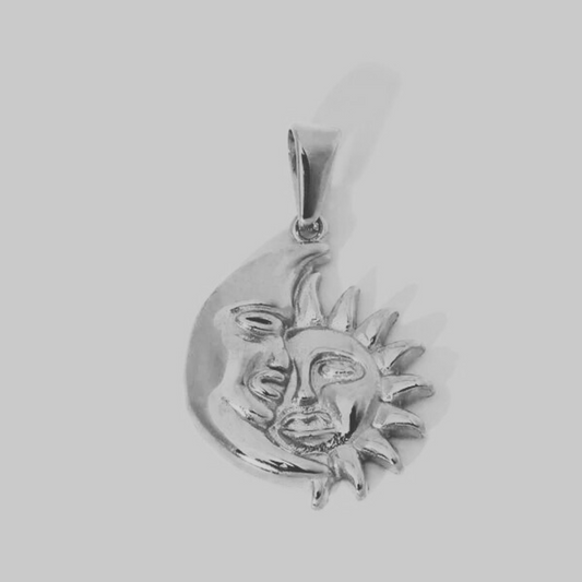 Sun Moon Statement Pendant | Silver Hue