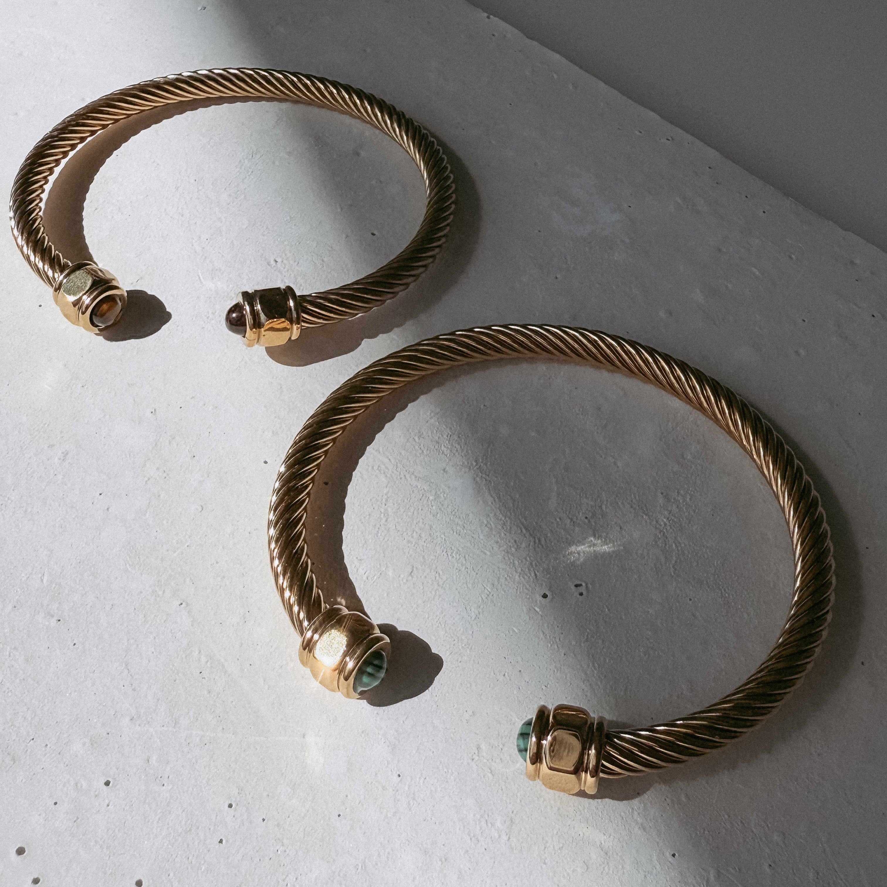 Berta Open Bangle | Green Malachite