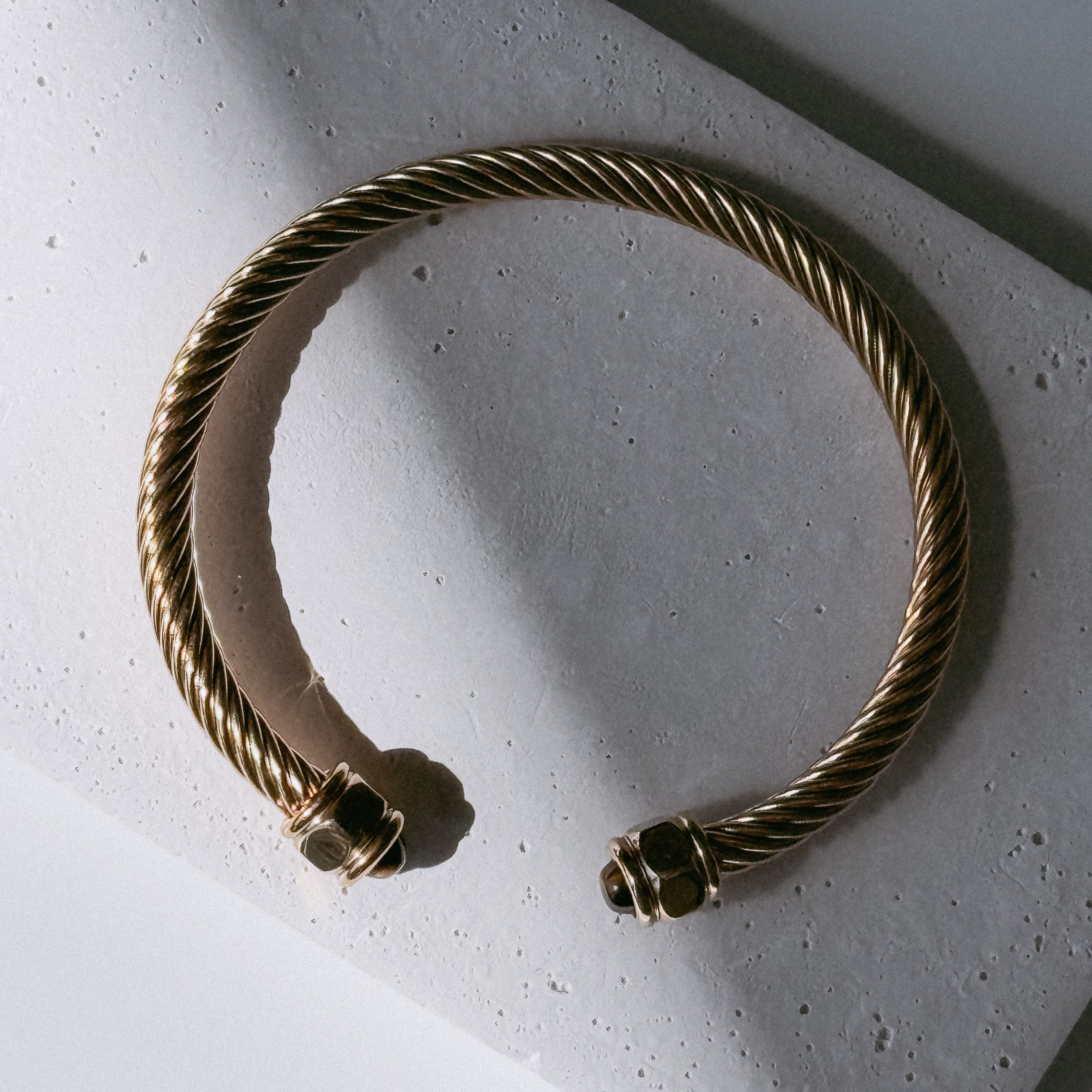 Berta Open Bangle | Brown Tiger Eye