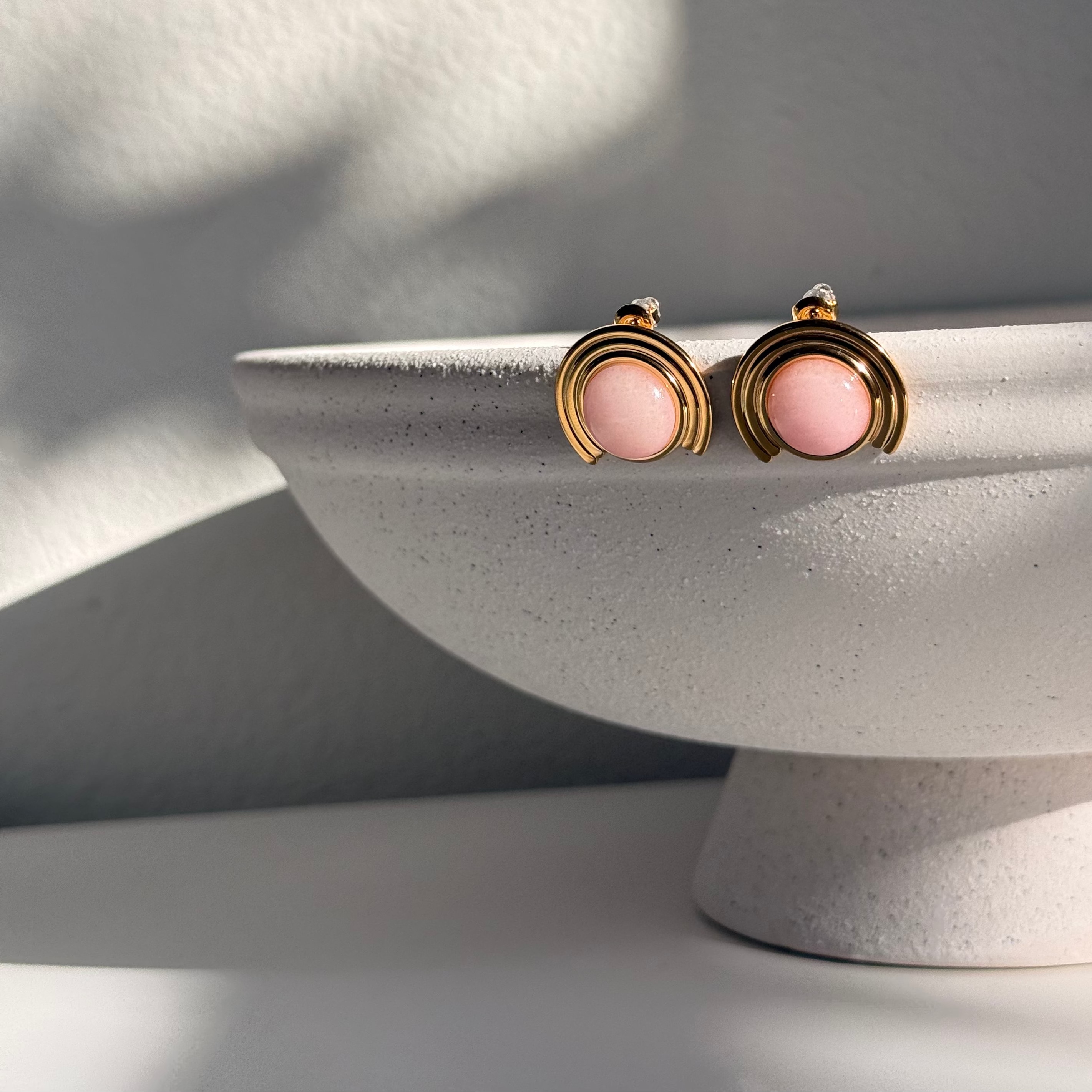 Pink Quartz Sculptural Earrings