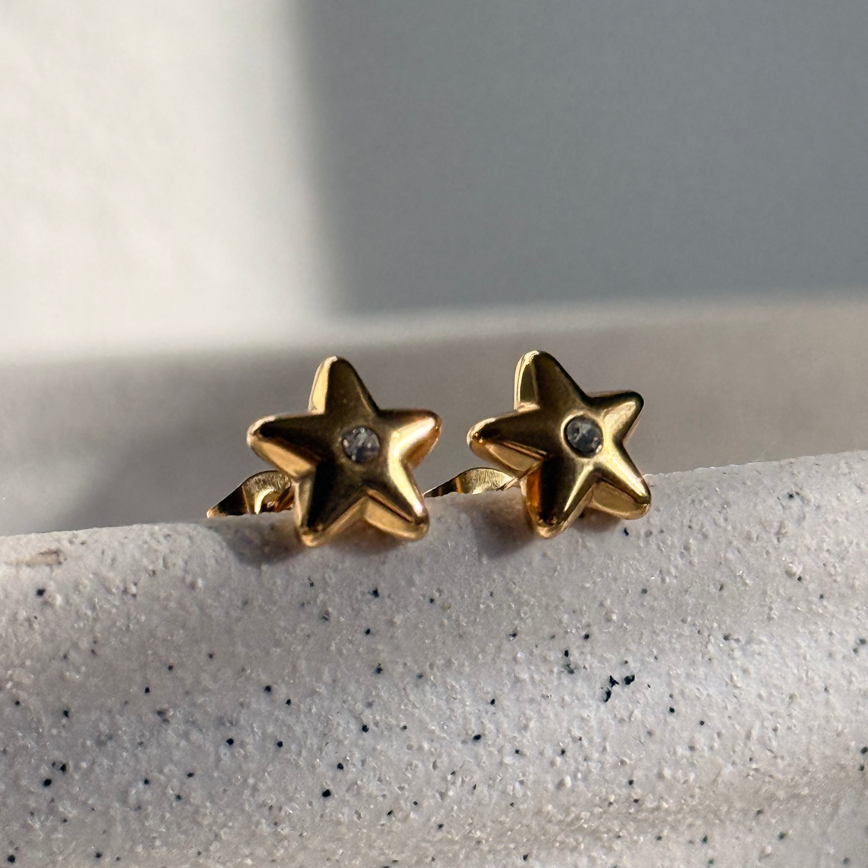 Puffy Star CZ Stud Earring