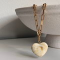 Heart Statement Necklace | Beige
