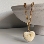 Heart Statement Necklace | Beige