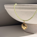 Sun Pendant Green Stone Necklace