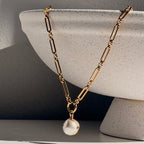 Gilded Pearl Pendant Necklace