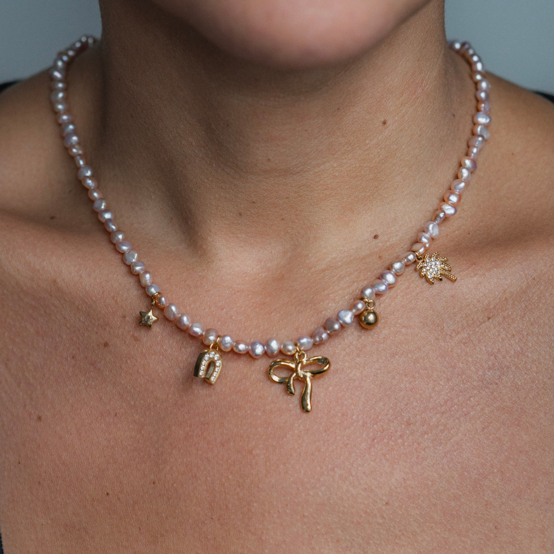 Custom Freshwater Pearl Multi- Charm Necklace