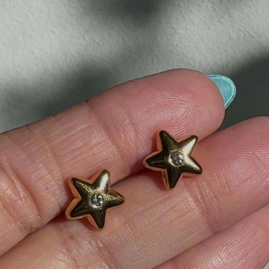 Puffy Star CZ Stud Earring