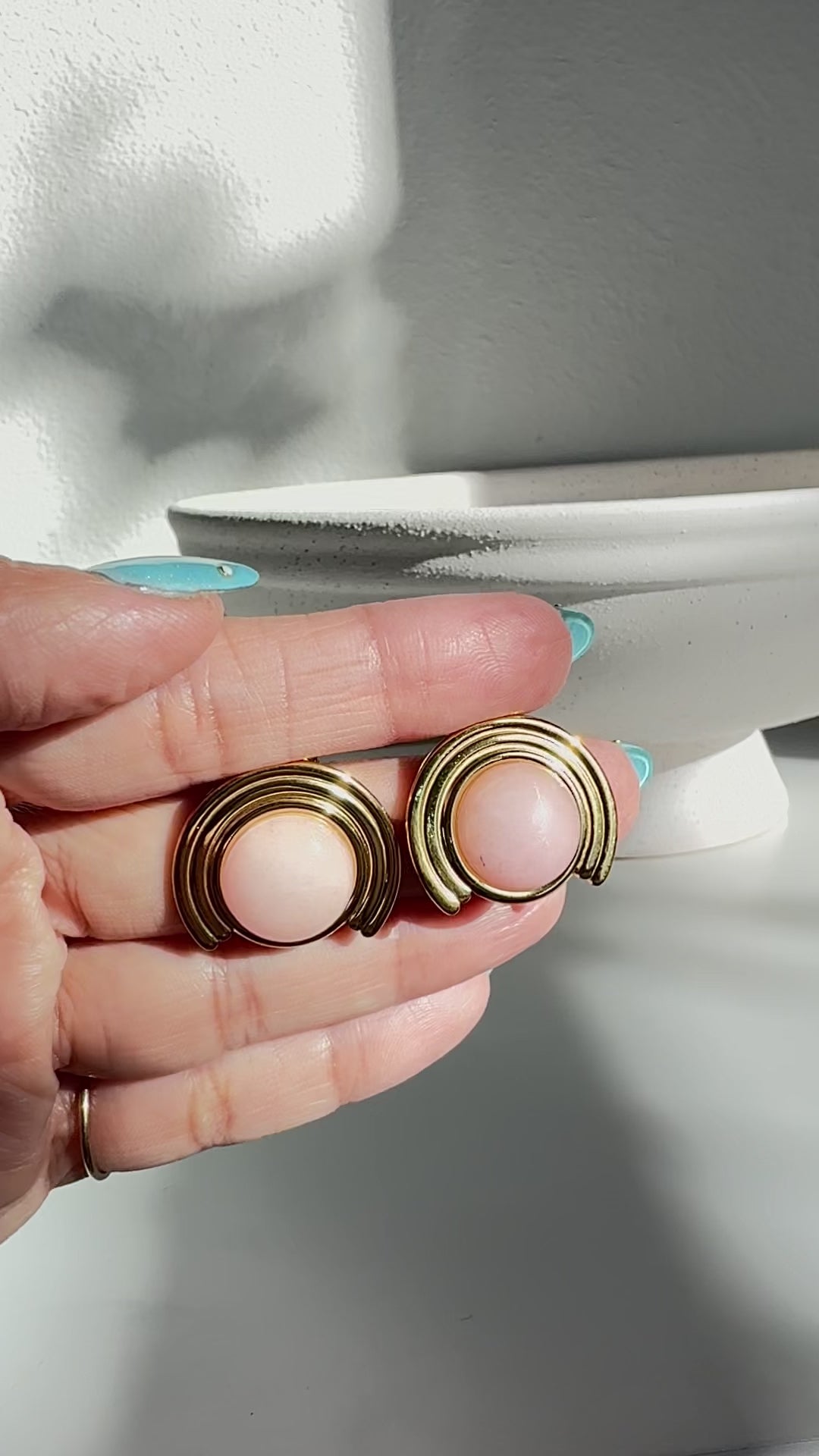 Pink Quartz Sculptural Earrings